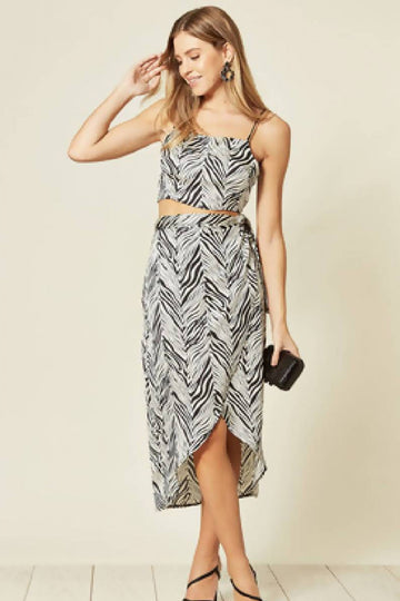 Slaytwins Alana Square Neck Satin Strappy Top Zebra Print SlayTwins